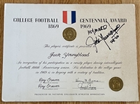 Jack Youngblood Signed & Owned College Football Centennial Award with Photo Proof (Third Party Guaranteed)