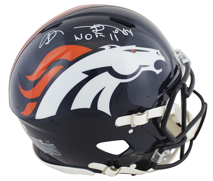 Shannon Sharpe "HOF 11" Signed Full Size Speed Proline Broncos Helmet (Beckett/BAS)