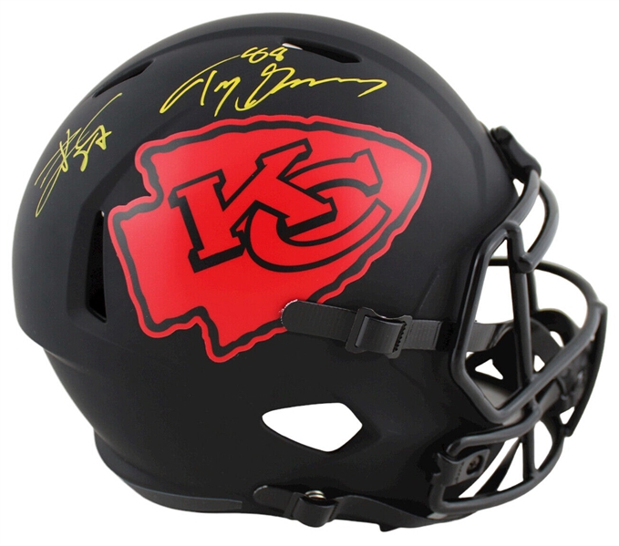 Tony Gonzalez & Travis Kelce Signed Eclipse FS Speed Rep Helmet (Beckett/BAS Witnessed)
