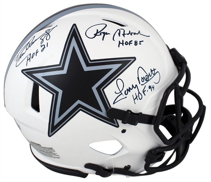 Staubach, Dorsett, & Pearson Signed Lunar F/S Speed Proline Cowboys Helmet (Beckett/BAS)