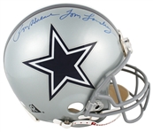 Cowboys Tom Landry & Roger Staubach Signed Full Size Proline Helmet BAS #AB76871