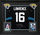 Trevor Lawrence Signed Black Official Nike Jaguars Jersey in Framed Display (Fanatics)