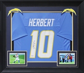 Justin Herbert Signed Powder Blue Pro Style Jersey in Framed Display (Beckett/BAS Witnessed)