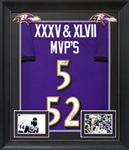 Ray Lewis & Joe Flacco Signed Purple Pro Style Framed Jersey BAS Witnessed