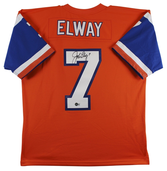 John Elway Signed Orange Alternate M&N Jersey (Beckett/BAS Witnessed)