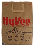 Rams Kurt Warner Hyvee To Hall Authentic Signed Hyvee Grocery Bag BAS Witness