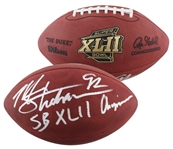Michael Strahan Signed SB XLII Official NFL Football (Beckett/BAS Witnessed)