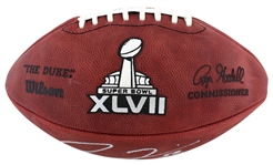 Ray Lewis Signed SB XXLVII The Duke NFL Football (Beckett/BAS Witnessed)