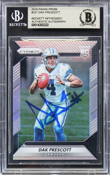 Dak Prescott Signed 2016 Panini Prizm #231 Rookie Card (Beckett/BAS Encapsulated)
