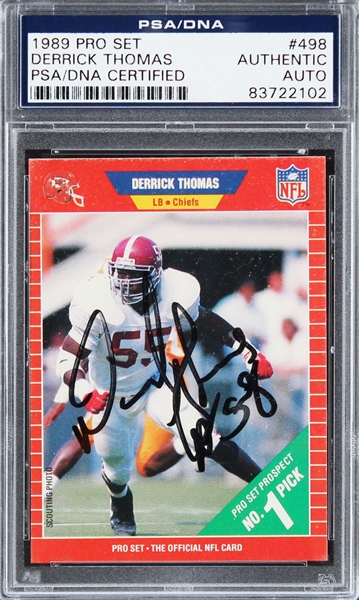 Derrick Thomas Signed 1989 Pro Set #498 Rookie Card (PSA/DNA Encapsulated)