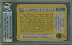Lawrence Taylor Signed 1982 Topps #434 Trading Card (Beckett/BAS Encapsulated)