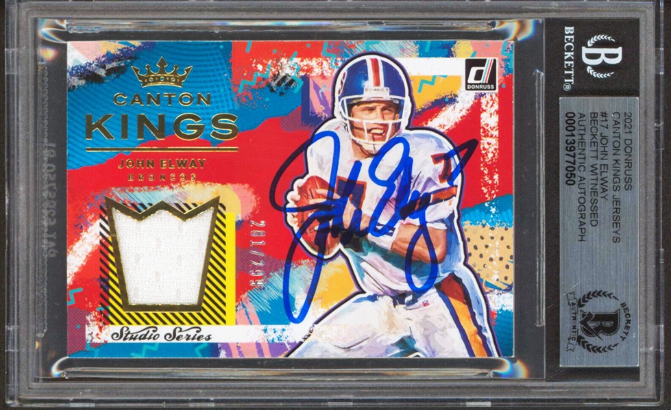 John Elway Signed 2021 Canton Kings Jerseys #17 281/299 Trading Card w/ Gem Mint 10 Auto! (Beckett/BAS Encapsulated)