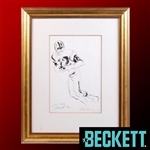 LeRoy Neiman Original One-of-a-Kind Hand Drawn 1969 Sketch of Joe Namath - Signed by Neiman and Namath! (Beckett/BAS LOA)