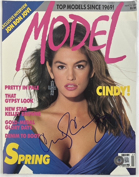 Cindy Crawford Signed 8.5" x 10.75" Magazine Cover (Beckett/BAS)