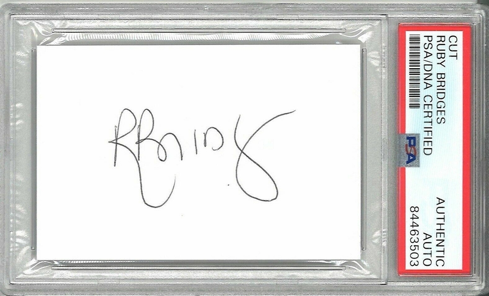 Ruby Bridges Signed 2.5" x 3.5" Segment :: First To Desegregate School in 1960! (PSA/DNA Encapsulated)