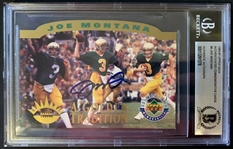 Joe Montana Signed 1995 Upper Deck Golden Tradition Notre Dame Card (Beckett/BAS Encapsulated)