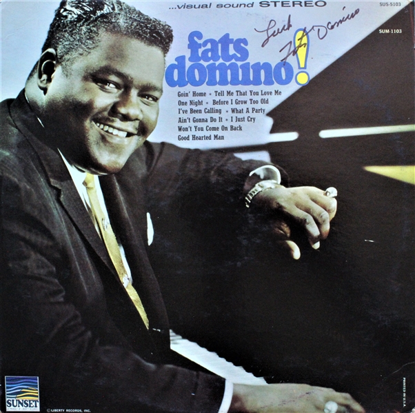 Lot of Two (2) Fats Domino Signed Album Covers (ACOA)