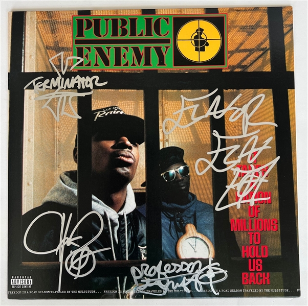 Public Enemy RARE Group Signed "It Takes a Nation..." Album Cover w/ 4 Signatures! (JSA)