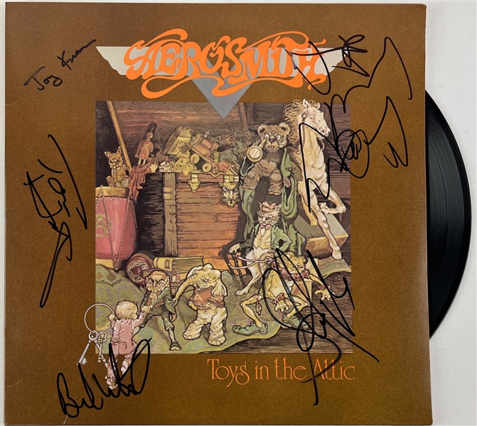 Aerosmith: Group Signed "Toys in the Attic" Album Cover w/ Vinyl (5 Sigs)(Beckett/BAS)
