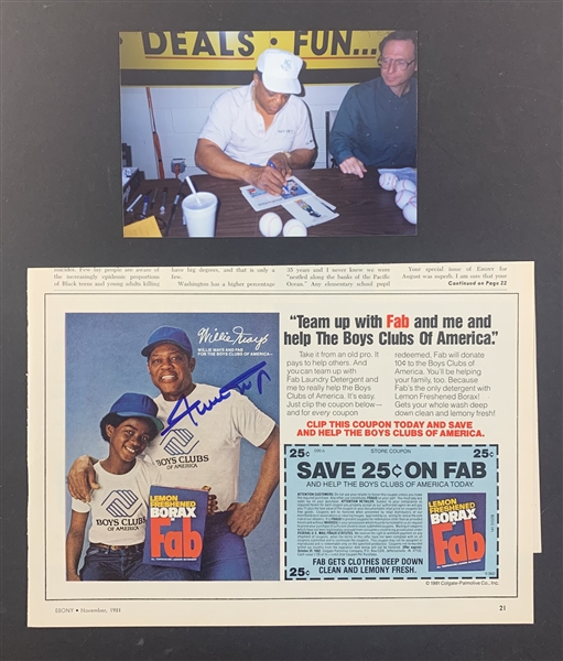 Willie Mays Lot of Three (3) Signed Magazine Ads w/ Photo Proof! (Third Party Guaranteed)