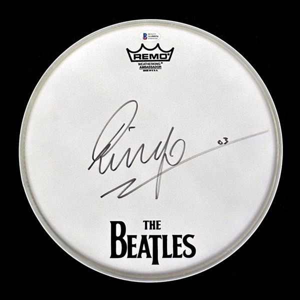 The Beatles: Ringo Starr Signed 12" Drum Head w/ The Beatles Logo!  (Beckett/BAS) 