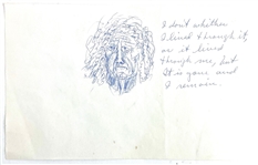 Marlon Brando Hand Drawn Sketch With Handwritten Quote - Possible Johnny Depp Portrait? (Beckett/BAS Guaranteed)