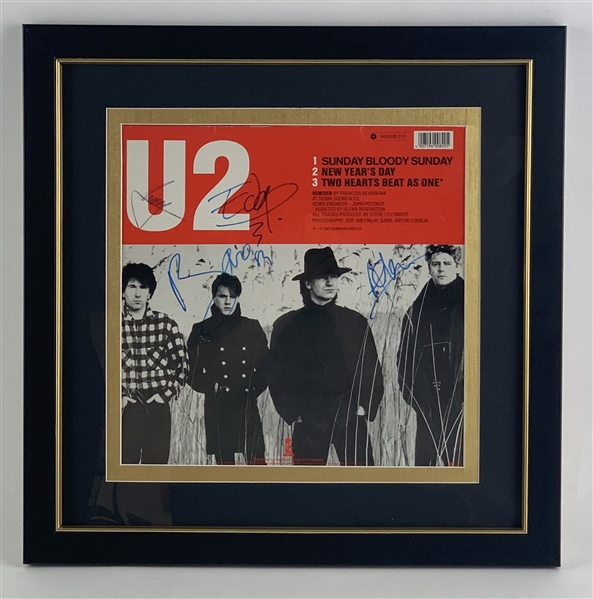 U2 Group Signed & Framed "Sunday Bloody Sunday" Album Cover (JSA LOA)(Epperson/REAL)
