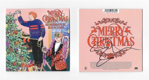 Elton John & Ed Sheeran Signed "Merry Christmas” Pair of CDs (Roger Epperson/REAL Authentication) 