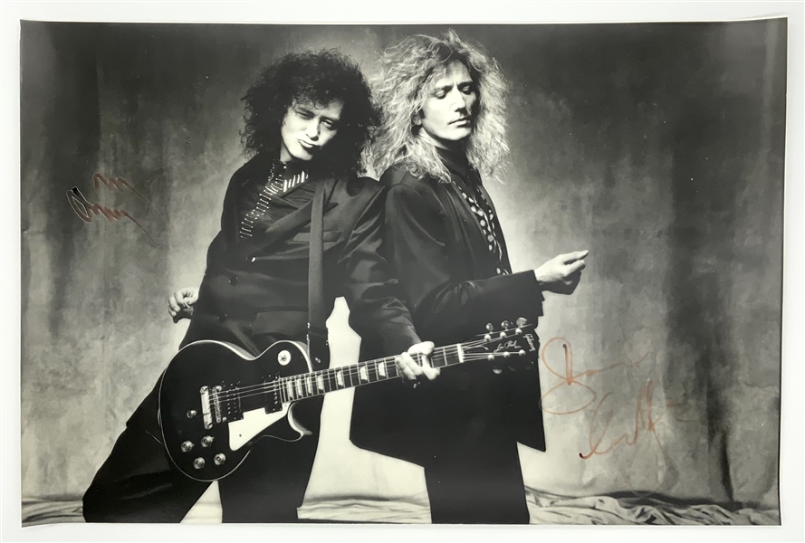 Approx 19" x 12.5".Led Zeppelin: Jimmy Page & David Coverdale In-Person Signed Oversized Photo (Third Party Guaranteed)