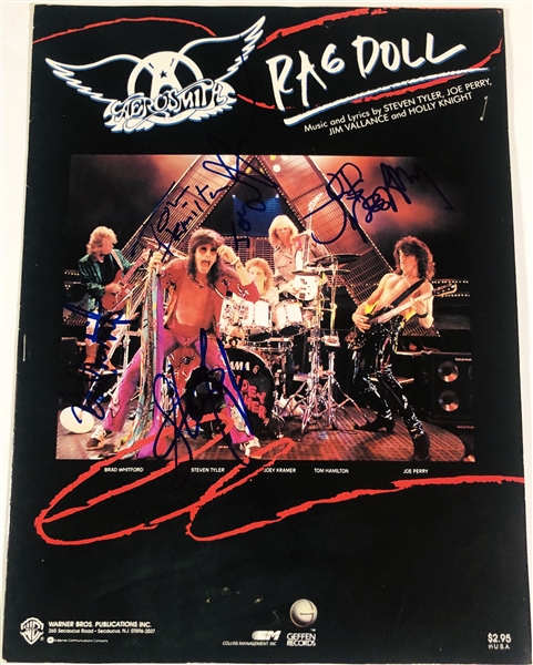 Aerosmith Group Signed “Rag Doll” Sheet Music (5 Sigs) (John Brennan Collection) (JSA Authentication)
