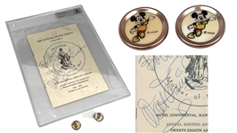 Walt Disney & Bob Hope 1966 “National Button Society” Signed Program w/ Original Buttons & Provenance (Beckett/BAS Encapsulation)