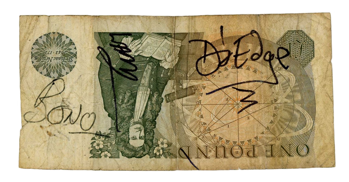 U2 1981 Autographed One Pound Note Belfast (UK) (Tracks COA) 