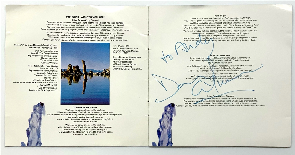 Pink Floyd: David Gilmour Signed “Wish You Were Here” CD (Third Party Guaranteed)