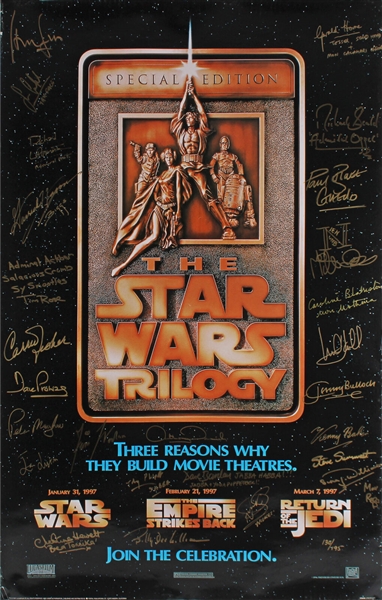 Star Wars Trilogy Special Edition Cast Signed Poster with 27 Sigs Incl. Ford, Hamill, Fisher, etc. (JSA LOA)