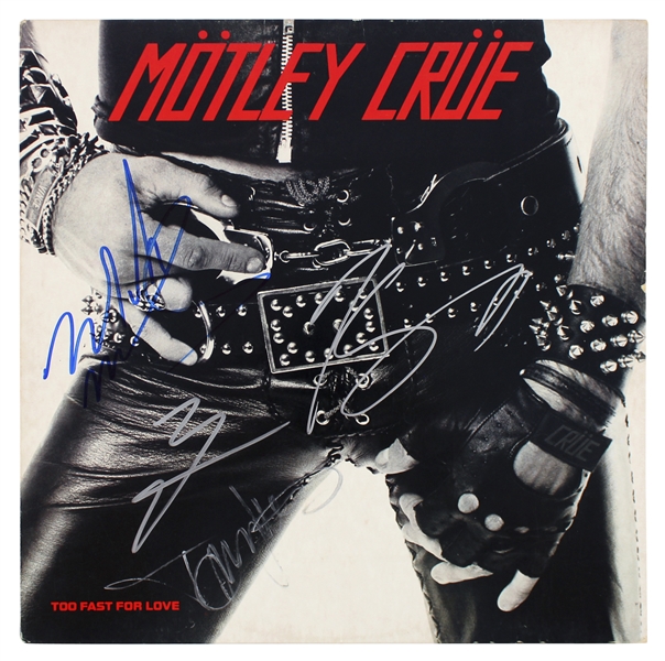 Motley Crue Group Signed "Too Fast For Love" Record Album (Beckett/BAS LOA)