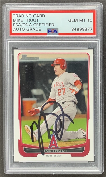 Mike Trout Signed 2012 Topps Bowman ROOKIE Trading Card w/ Gem Mint 10 Auto! (PSA/DNA)