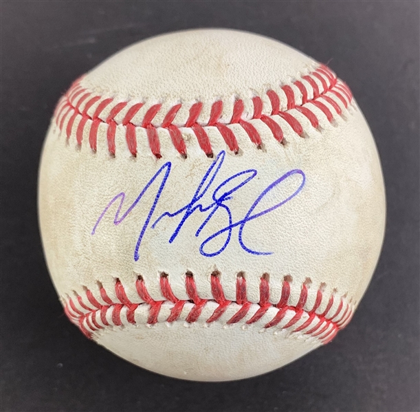 Mookie Betts Game Used & Signed OML Baseball :: Used 5-31-2023 WSH vs. LAD :: Ball Pitched to Betts, 2 HR Game! (PSA/DNA & MLB Hologram)