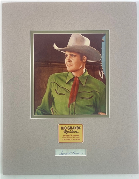 Sunset Carson Signed Cut, Custom Matted with an 8" x 10" Photo of the Wild West Actor (Beckett/BAS)