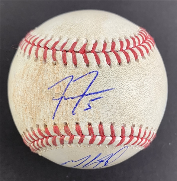 Freddie Freeman & Mookie Betts Game Used & Signed OML Baseball :: Used 6-15-2023 CHI vs. LAD :: Ball Pitched to Freeman & Betts! (PSA/DNA & MLB Hologram)