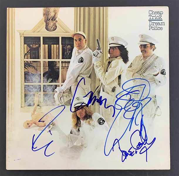 Cheap Trick Group Signed “Dream Police” Album Cover (4 Sigs) (Beckett/BAS LOA)