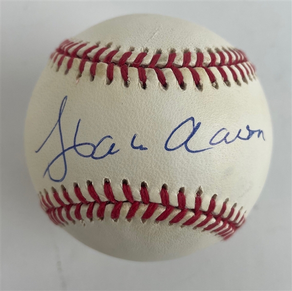 Hank Aaron Signed ONL Baseball (Third Party Guarantee)
