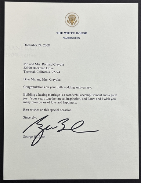 President George Bush Signed 6.75" x 8.75" Letter on White House Stationary (Third Party Guaranteed)