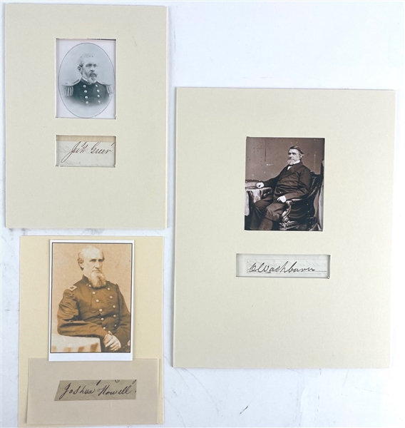 Civil War Generals: Lot of 3 Signed Cuts Including Washburn, Howell, and Greer (Third Party Guaranteed) 