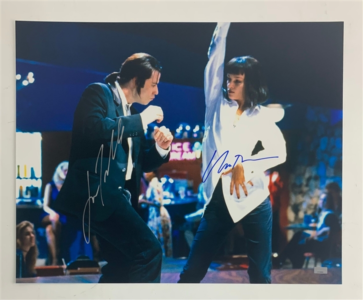 Pulp Fiction: Uma Thurman & John Travolta Dual Signed 16" x 20" Photo (Celebrity Authentics)