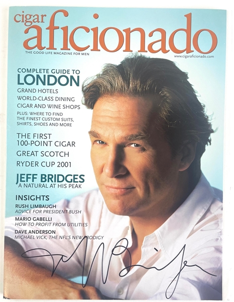 Jeff Bridges Signed Cigar Aficionado Magazine (Third Party Guarantee)