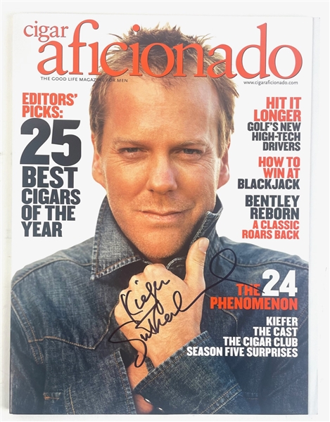 Kiefer Sutherland Signed Cigar Aficionado Magazine (Third Party Guarantee)