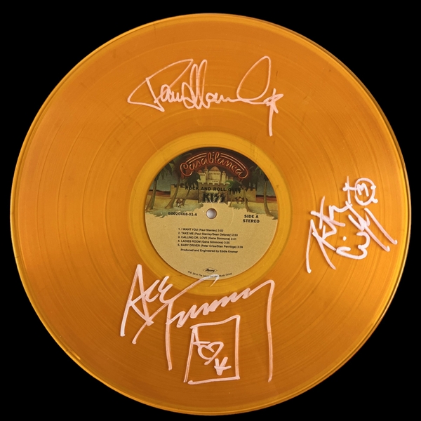 Kiss: Group Signed Yellow "Rock and Roll Over" Vinyl (3 Sigs)(Third Party Guaranteed)