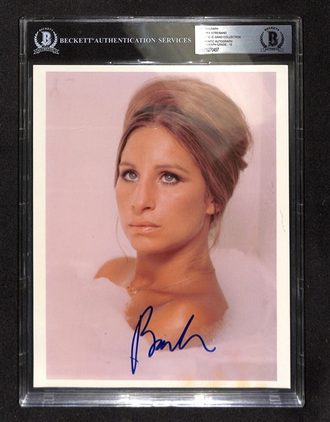 Barbra Streisand Signed 8" x 10" Photo with GEM MINT 10 Autograph! (Beckett/BAS Encapsulated)(Grad Collection)
