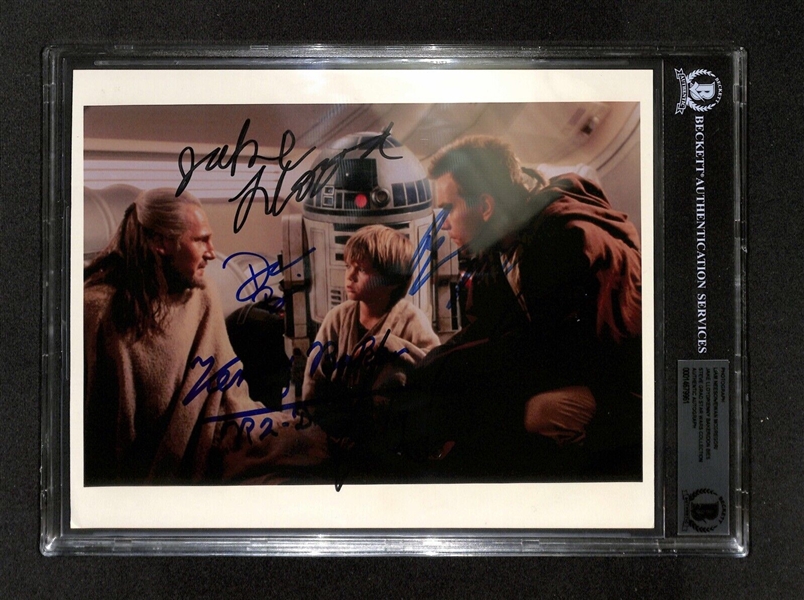 Star Wars: Phantom Menace RARE Cast Signed 8" x 10" Photo with Liam Neeson, Lloyd, etc. (Beckett/BAS Encapsulated)(Grad Collection)