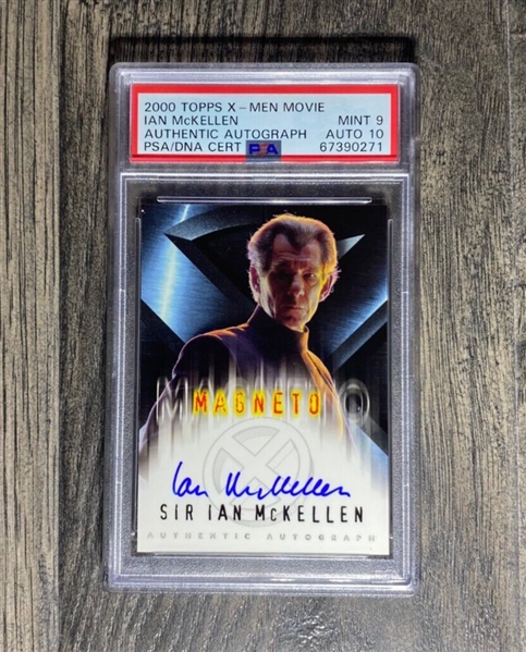 Ian McKellen Signed 2000 Topps X-Men Movie Trading Card w/ Gem Mint 10 Auto! (PSA/DNA Encapsulated)